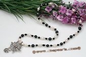 Pn478 Fashion White and Black Cultured Potato Pearl Princess Necklace