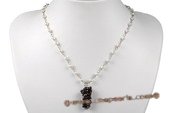 pn492 Hand wired Potato Seed Pearl Princess Necklace with Garnet Beads