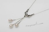 pn514 6-7mm white rice pearl drop necklace in sterling silver