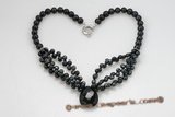 pn517 fahsion cultured freshwater potato pearl and side drilled pearl necklace