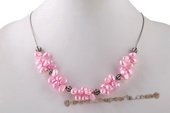 Pn530 New Style Pink Nugget Pearl and Crystal Moveable Princess Necklace