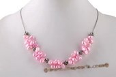 Pn530 New Style Pink Nugget Pearl and Crystal Moveable Princess Necklace