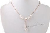 Pn538 Classic White Rice Pearl and Cord Princess Pendant Necklace