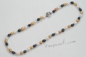 Pn546 Hand Knotted Colorful Freshwater Rice Pearl Princess Necklace