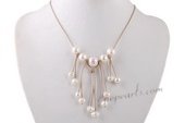 Pn548 Gorgeous White Large Pearl and Cord Movable Necklace