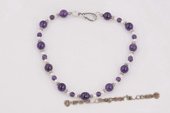 pn561 Cultured Freshwater Pearl and Amethyst Coustme Necklace