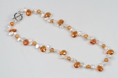 Pn562 Trendy White Keshi Pearl & Crystal Summer Day Princess Necklace