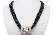 Pn579 Smart White and Black Potato Pearl Costume Necklace For the Fall