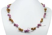 Pn584 Hand Warped Mixcolor Freshwater Dacning Pearl Necklace