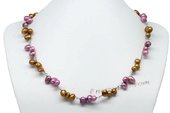 Pn584 Hand Warped Mixcolor Freshwater Dacning Pearl Necklace