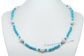 Pn587 Smart Turquoise and Cultured Pearl Princess Necklace