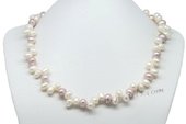 Pn590 Smart Hand Knotted White mix Purple Cultured Freshwater Pearl Necklace