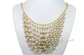 Pn591 White Layered Freshwater Cultured Pearl Cascading Necklace