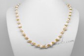 Pn593 Hand Strung White Nugget Princess Necklace with Yellow Crystal