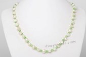 Pn594 Lovely White Nugget Princess Necklace with green Crystal
