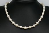 pn605 Hand Knotted White Rice Pearl and Seed Pearl Princess Necklace