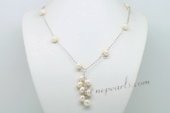 Pn608 White Potato Pearl and Rice Pearl Lariat Tassel Necklace