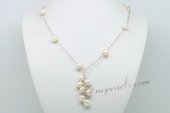 Pn608 White Potato Pearl and Rice Pearl Lariat Tassel Necklace