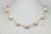 Pn609 12-14mm Large Freshwater Rice Pearl Cord Princess Necklace