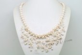 Pn611 Fantastic Hand Knotted White Potato Pearl Illusion Princess Necklace