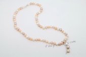 Pn617 Fantastic Hand Strung Cultured Pearl 925Silver Pendant Necklace