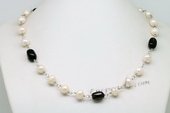 PN620 Stylist Hand Wire Potato Pearl and Smoking Quartz Necklace