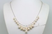 Pn621 Shining Hand Warpped 7-8mm Cultured Pearl Illusion Necklace