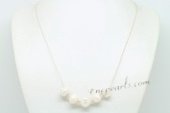 Pn628 Hand Wired 925silver rolo chain& Whorl Pearl Necklace