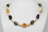 Pn633 Freshwater Pearl Necklace with Purple Baroque Pearls, Gemstone