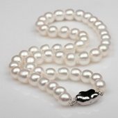 Pn650 White Freshwater Bread Pearl High Luster 16-inch Necklace