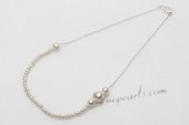 Pn667 Handcrafted Freshwater Seed Pearl 925 Silver Prom Necklace