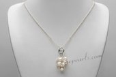 Pn668 Fashion sterling silver Pearl Cluster Pendant Chain Necklace