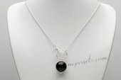 Pn669 Exquisite 925silver Y-Necklace with 14mm Faceted agate