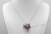 Pn673 Beautiful sterling silver chain necklace with Gem Cluster Pendant