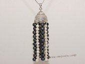 pn689 Tassel Pearl Pendant in Sterling Silver  with Seed Pearls & Zircon