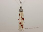 pn692 Freshwater Seed Pearls Tassel Pendant with Silver Tone fitting