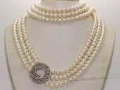 pn699 Three Layer Rows Cultured bread Pearl Necklace