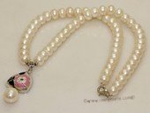 pn701 Single Strand White Color Cultured bread Pearl Necklace