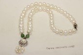 pn704 Freshwater Pearl Necklace with 8-9mm white Potato Pearls