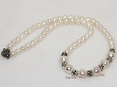 pn718 gratuate cultured pearl with siver tone fitting necklace