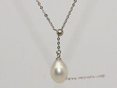 pn720  Beautiful sterling silver chain necklace with 9-10mm freshwater pearl