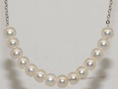 pn732  Sterling Silver Chain Freshwater Button Pearl Necklace