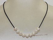 pn746 Simple White potato Pearl and Cord Princess Necklace