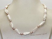 pn751 Lovely White Biwa Pearl  Princess Necklace