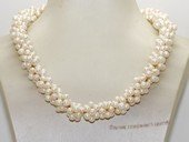 pn753 Designer White Freshwater Potato Pearl Woven Twist Necklace