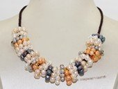 pn754 Freshwater Pearl Necklace with Mix Color 4-5mm Potato Pearl