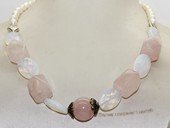 pn755  Hand Strung Freshwater Pearl and Gemstone Princess Necklace