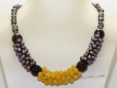 pn762  Black Freshwater Potato Pearl and Gemstone Necklace