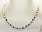 pn766  Designer 4-5mm Potato Pearl& Silver Tone Fitting Princess Necklace