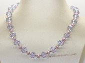 pn767 Eye-catching Purple crystal bead  and  freshwater pearl necklace